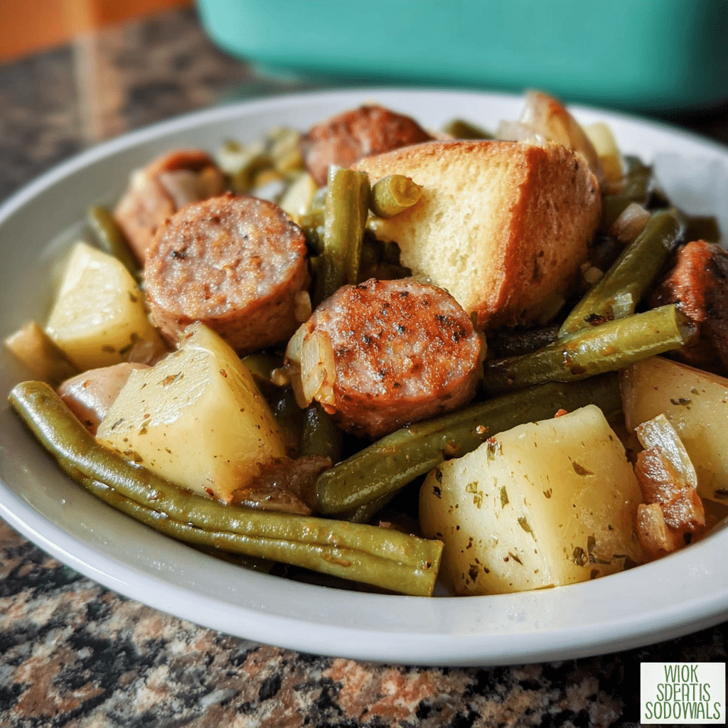 Dump & Go Crockpot Turkey Sausage, Potatoes & Green Beans