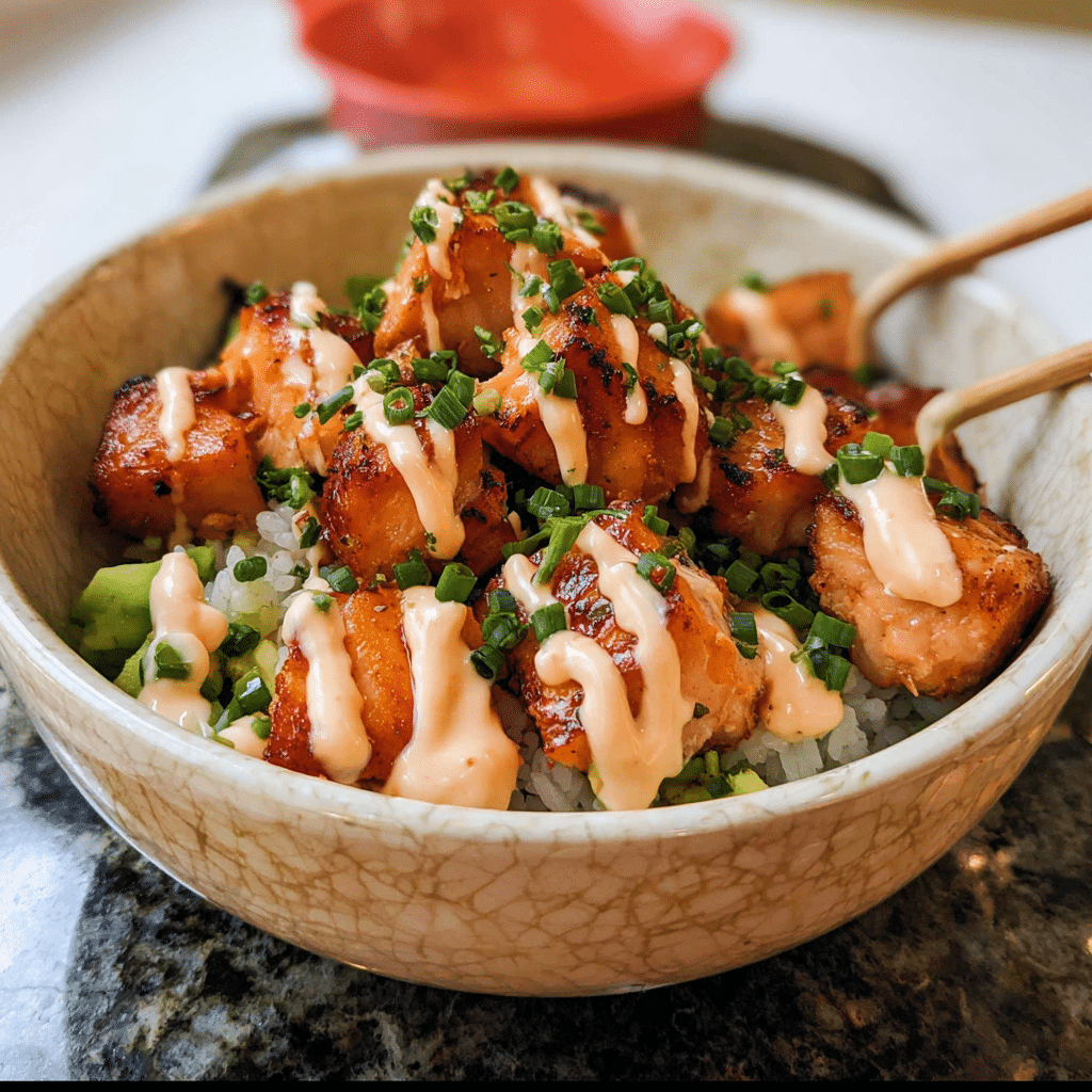 High-Protein Bang Bang Salmon Bites Bowls | Creamy 15-Minute Dinner
