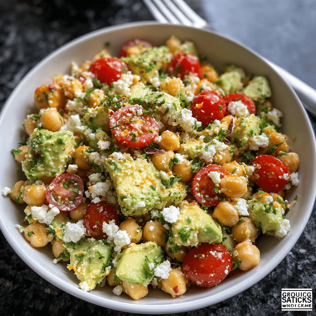 High-Protein Chickpea Feta Avocado Salad | Creamy No-Bake Meal Prep