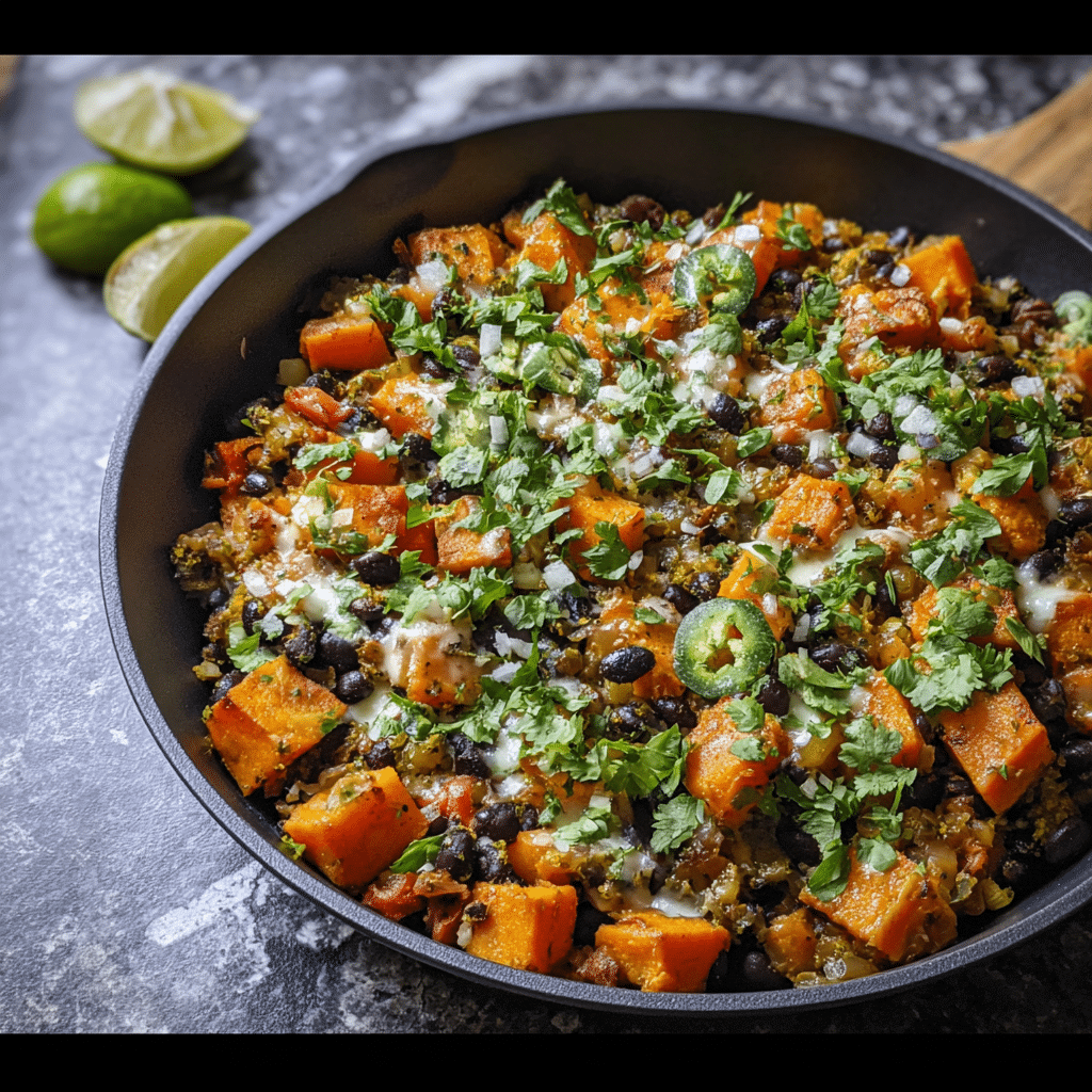 One Pan Southwest Sweet Potato & Black Bean Skillet