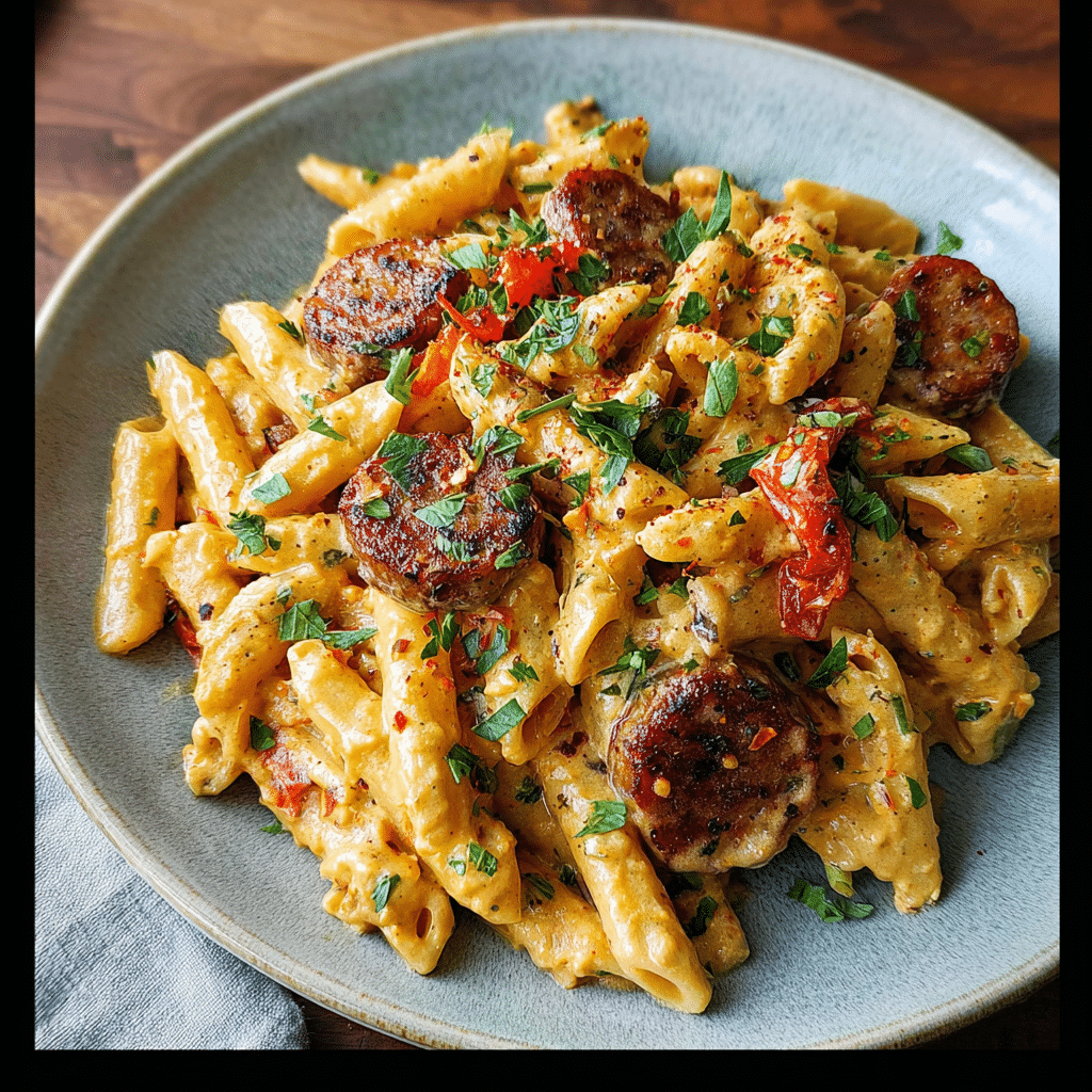 Creamy Spicy Cajun Sausage Pasta (Quick Weeknight Dinner Idea)