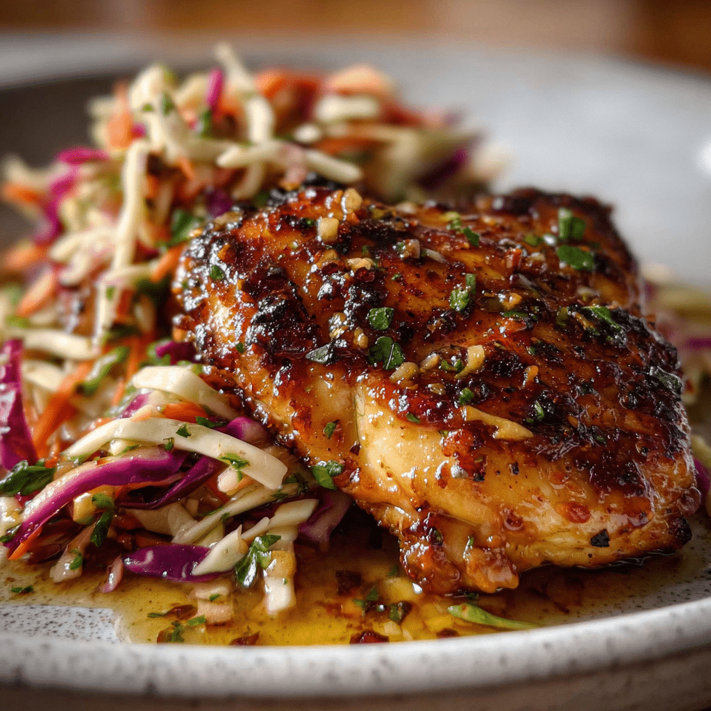 Sticky Apple Cider Chicken with Crisp Autumn Slaw (Easy High Protein Fall Dinner)