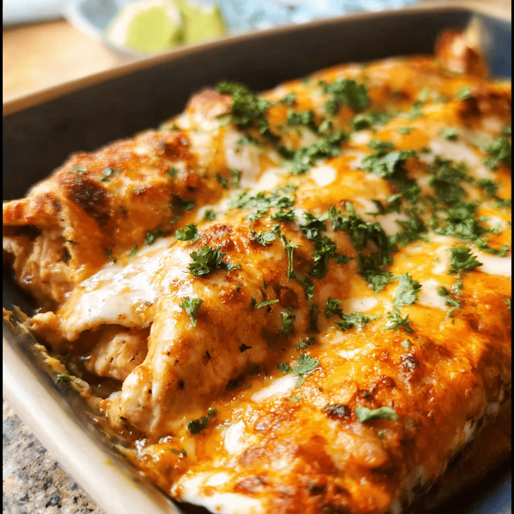 38g Protein Chicken Enchiladas with Dreamy White Sauce (Easy High-Protein Weeknight Dinner)