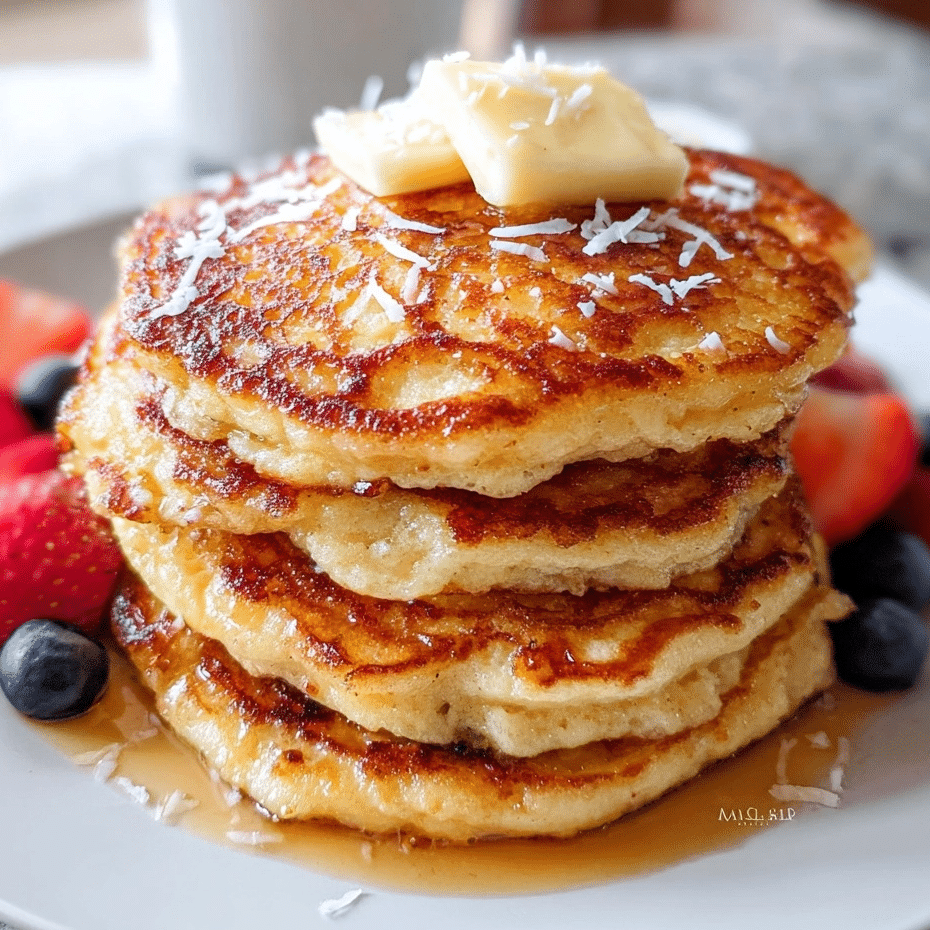 Sweet Coconut Cream Pancakes