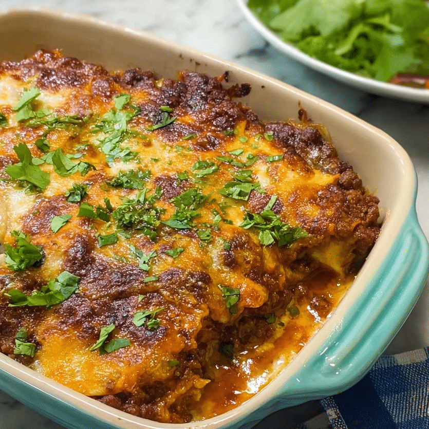Easy Beef Enchilada Casserole (Cheesy 30-Minute Weeknight Dinner)