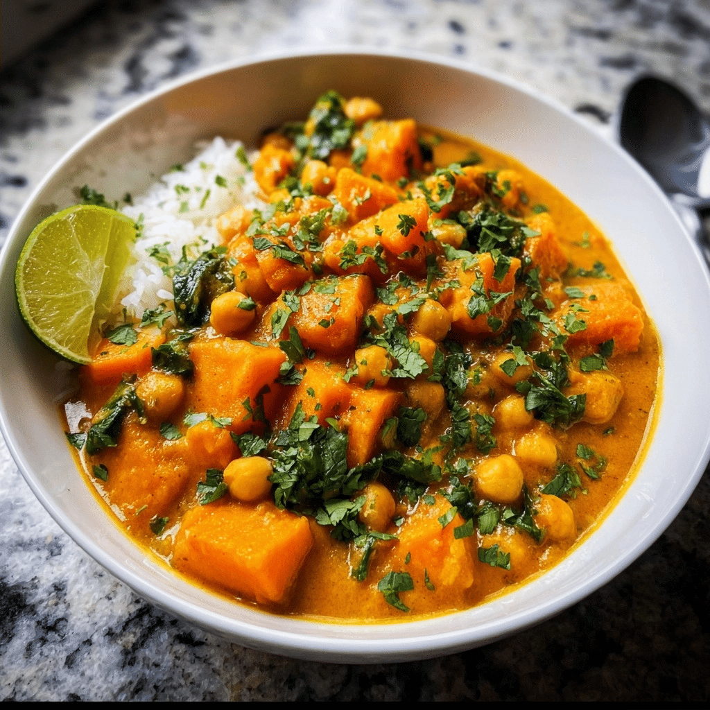 Sweet Potato and Chickpea Curry (Easy Healthy Vegan Dinner)