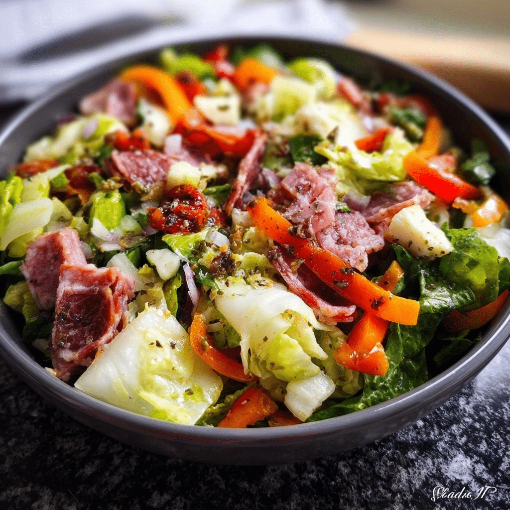 Keto Chopped Italian Antipasto Salad - Crispy High-Protein Lunch