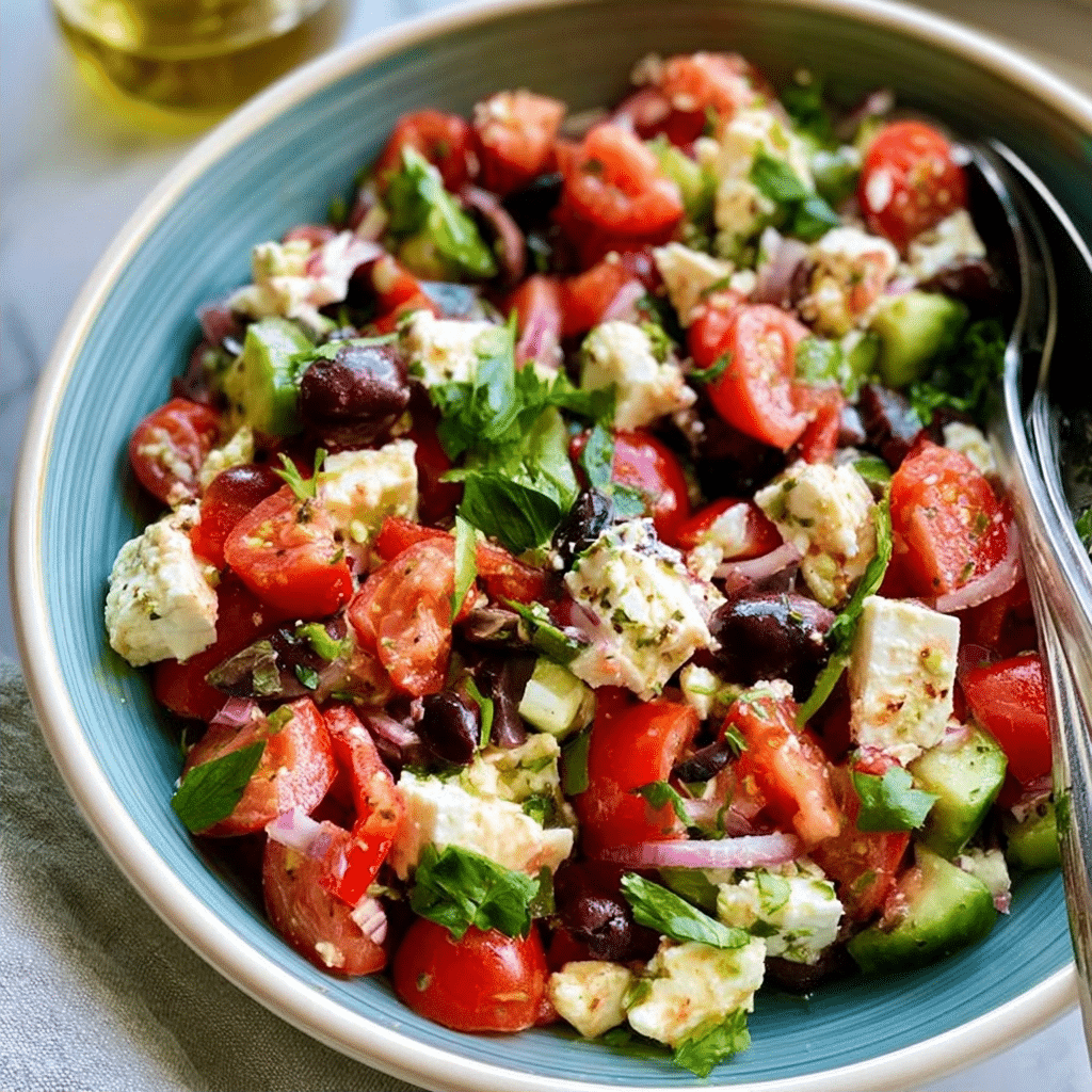 Fresh Mediterranean Feta and Olive Salad | Quick 10-Minute Side