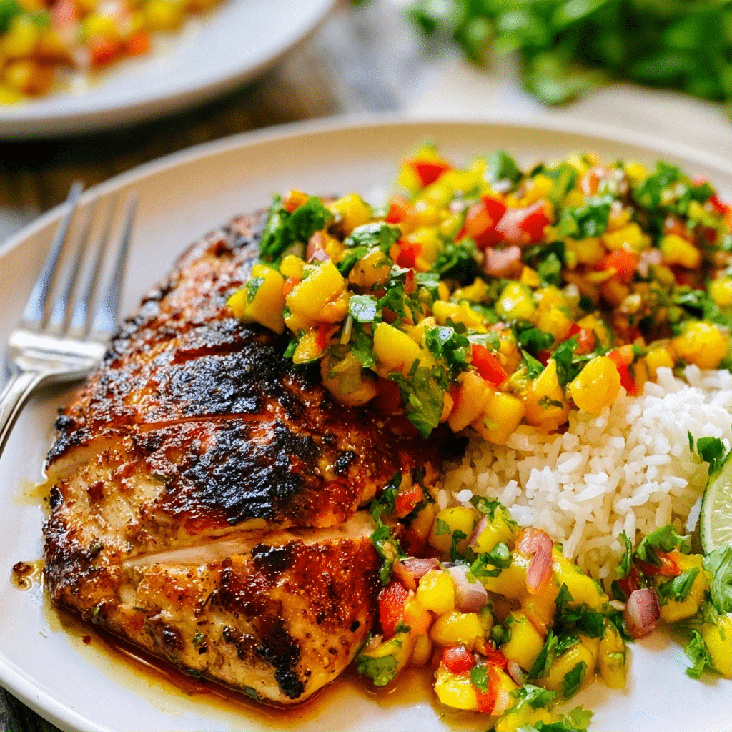 Healthy Honey Lime Chicken with Fresh Mango Salsa