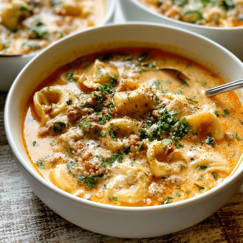 Creamy Crockpot Sausage Tortellini Soup (Easy Slow Cooker Dinner)