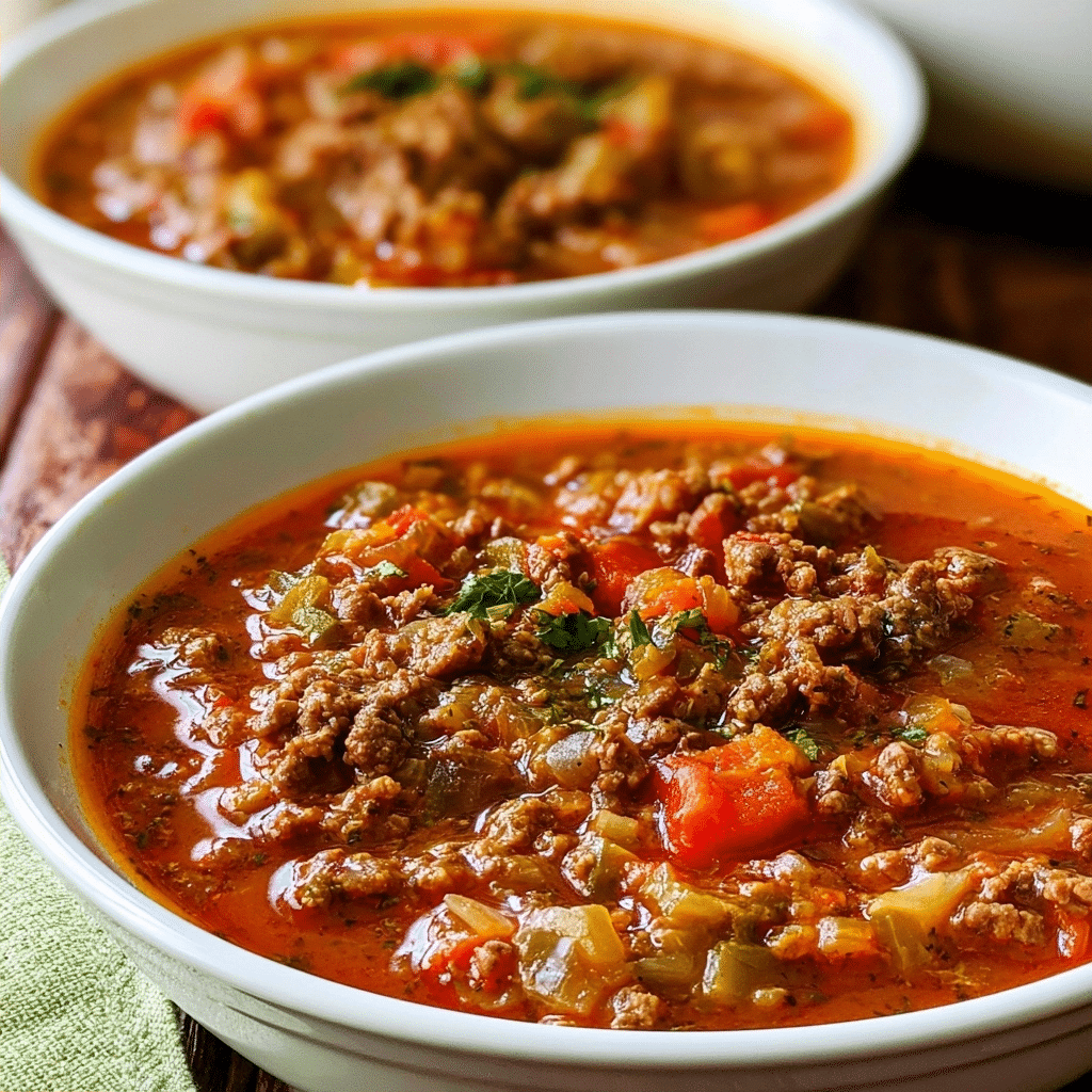 Low-Carb Unstuffed Bell Pepper Soup (Healthy Ground Beef Dinner)