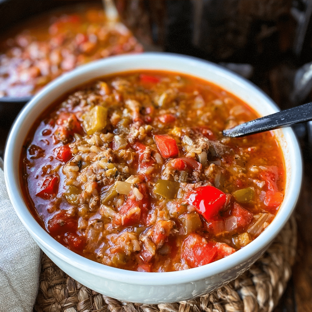 Easy Crock Pot Stuffed Pepper Soup | Hearty Slow Cooker Dinner Recipe