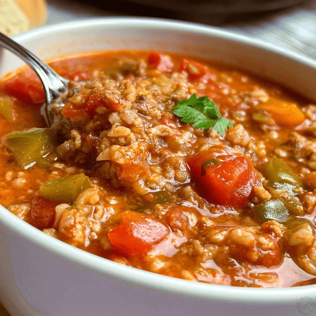 Slow Cooker Stuffed Pepper Soup Recipe | Easy Crockpot Dinner